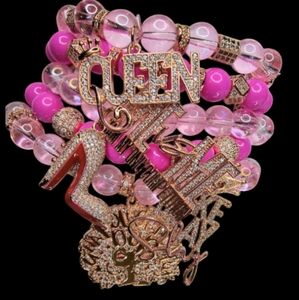 Pink Beaded Bracelet Set